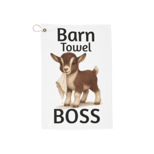 Darling Baby Goat Kid Barn Microfiber Golf Towel - 'Barn Boss' Clip Corner for Noses & Spills