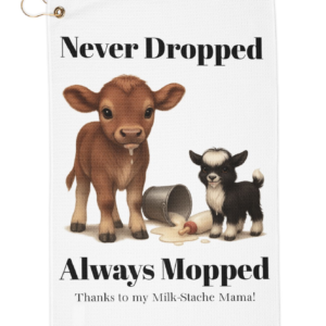Bottle Buddies Barn Towel - Always Mopped - Jersey Cow & Silky Goat Babies -Clip Corner Microfiber Barn Towel
