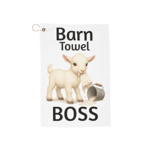 Saanen Goat Kid Barn Microfiber Golf Towel - 'Barn Boss' Clip Corner for Noses & Spills