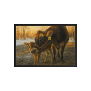 mama love traci & carl jersey cows framed poster