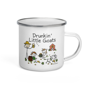 Stick Goats Rock™ Drunkin’ Little Goats | St. Patty’s Day Enamel Mug