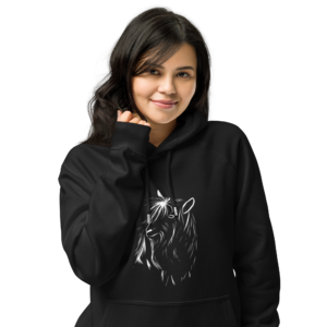 Squatch Silky goat graphic raglan hoodie in black and white