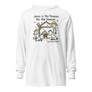 Stick Goats Rock™ — Jesus is the Reason for the Season | Hooded long-sleeve tee