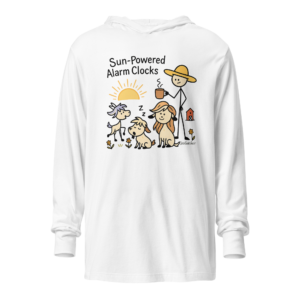 Stick Goats Rock™ – Sun-Powered Alarm Clocks | Hooded Long Sleeve Tee