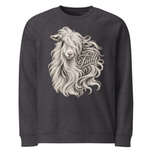 Faith - Mini Silky Fainting Goat | Organic Raglan Sweatshirt