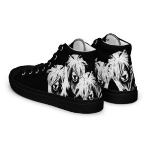 Goats & Giggles Mini Silky Fainting Goat high top sneakers in black with white goat portraits