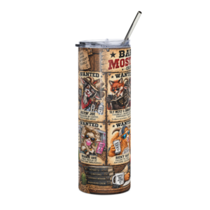 Barnyard Crew Most Wanted Part 2 20 oz stainless steel tumbler with western farm character artwork