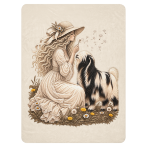 Dandelion Dreams Sherpa Blanket | Mini Silky Fainting Goat Throw